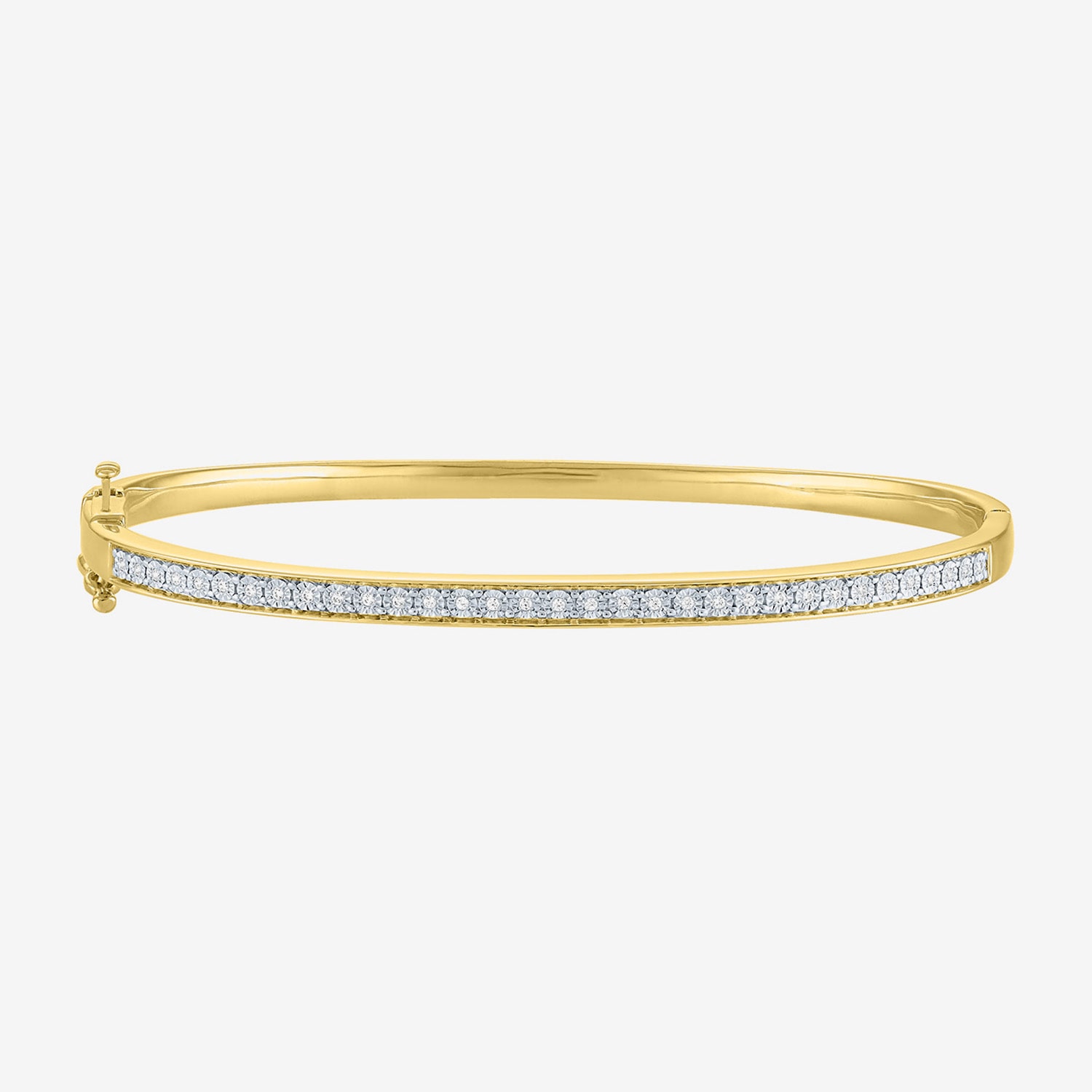 (G-H, Si2-I1) Womens 1/10 CT. T.W. Lab Grown White Diamond 14K Gold Over Silver Bangle Bracelet