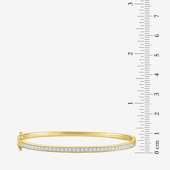 (G-H, Si2-I1) Womens 1/10 CT. T.W. Lab Grown White Diamond Sterling Silver Bangle Bracelet
