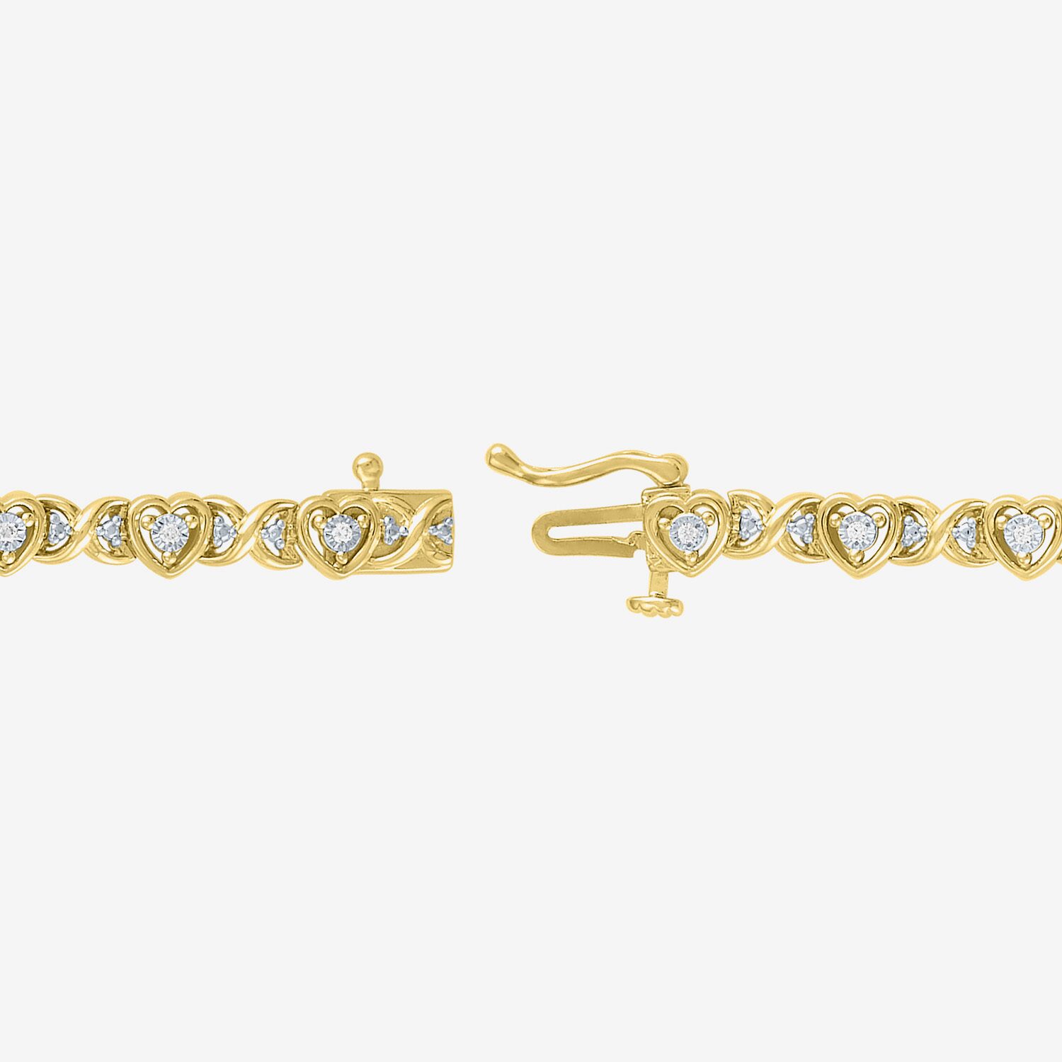 (I1-I2/ G-H) Womens Sterling Silver 7.25 Inch Heart Chain Bracelet