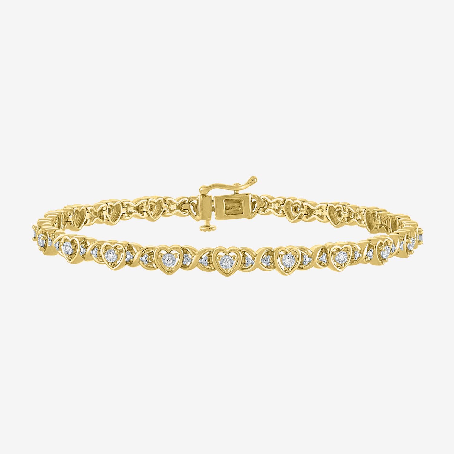 (I1-I2/ G-H) Womens Sterling Silver 7.25 Inch Heart Chain Bracelet