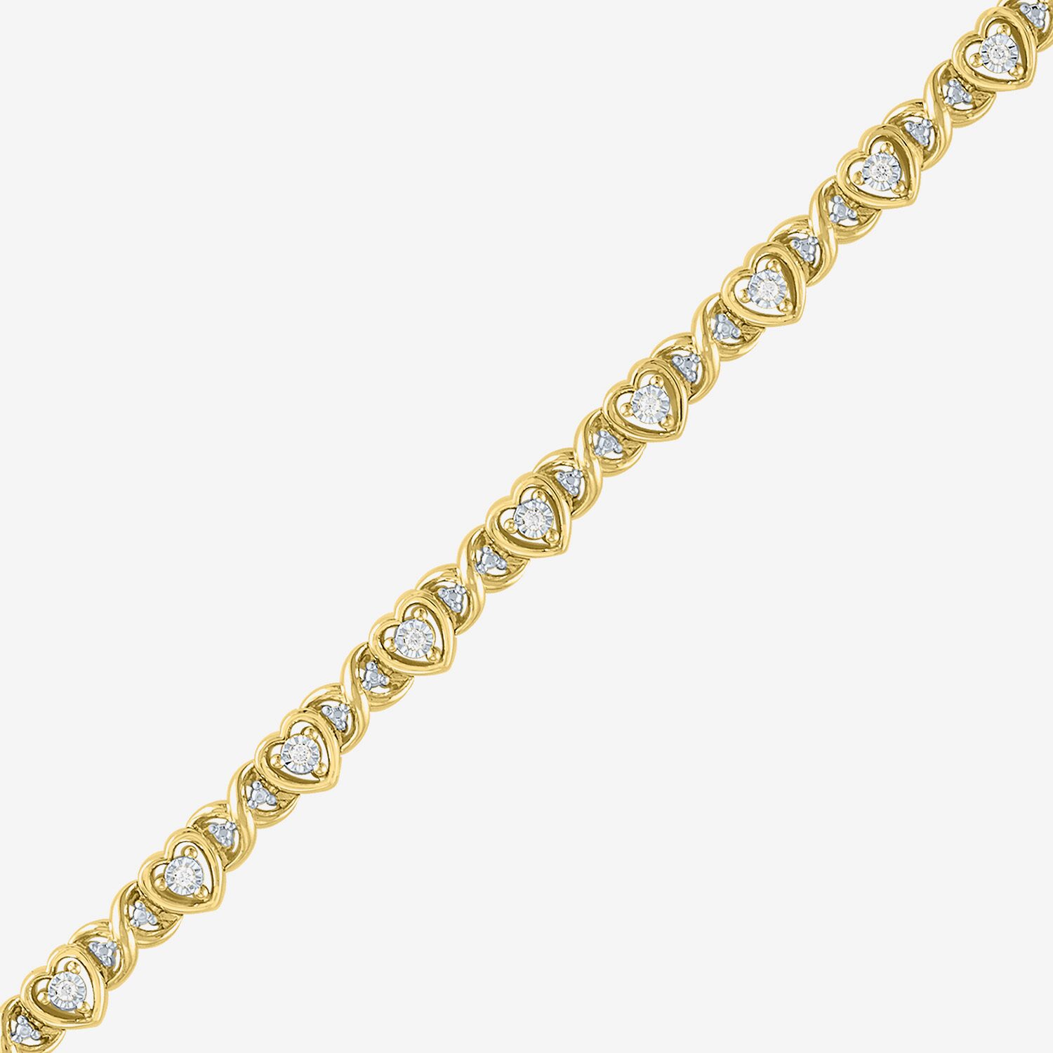 (I1-I2/ G-H) Womens Sterling Silver 7.25 Inch Heart Chain Bracelet