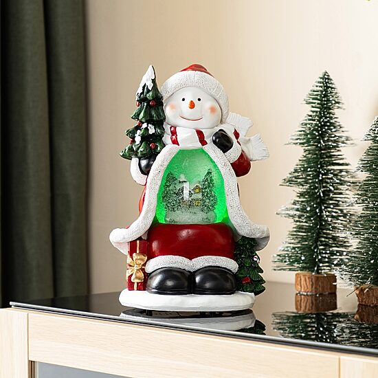Glitzhome Christmas Resin Lighted Snowflakes Snowman Waterglobe Christmas Tabletop Decor