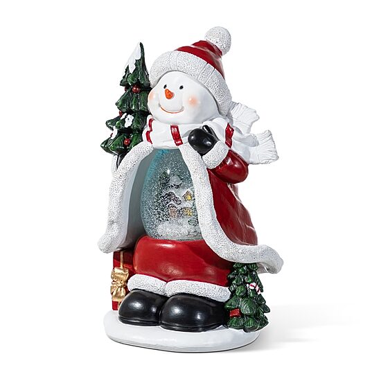 Glitzhome Christmas Resin Lighted Snowflakes Snowman Waterglobe Christmas Tabletop Decor