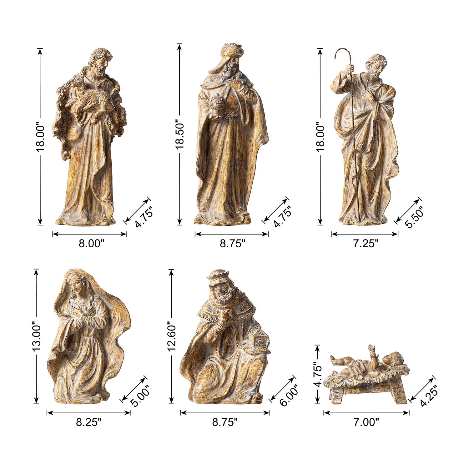 Glitzhome Bronze Resin Figurine Nativity Set