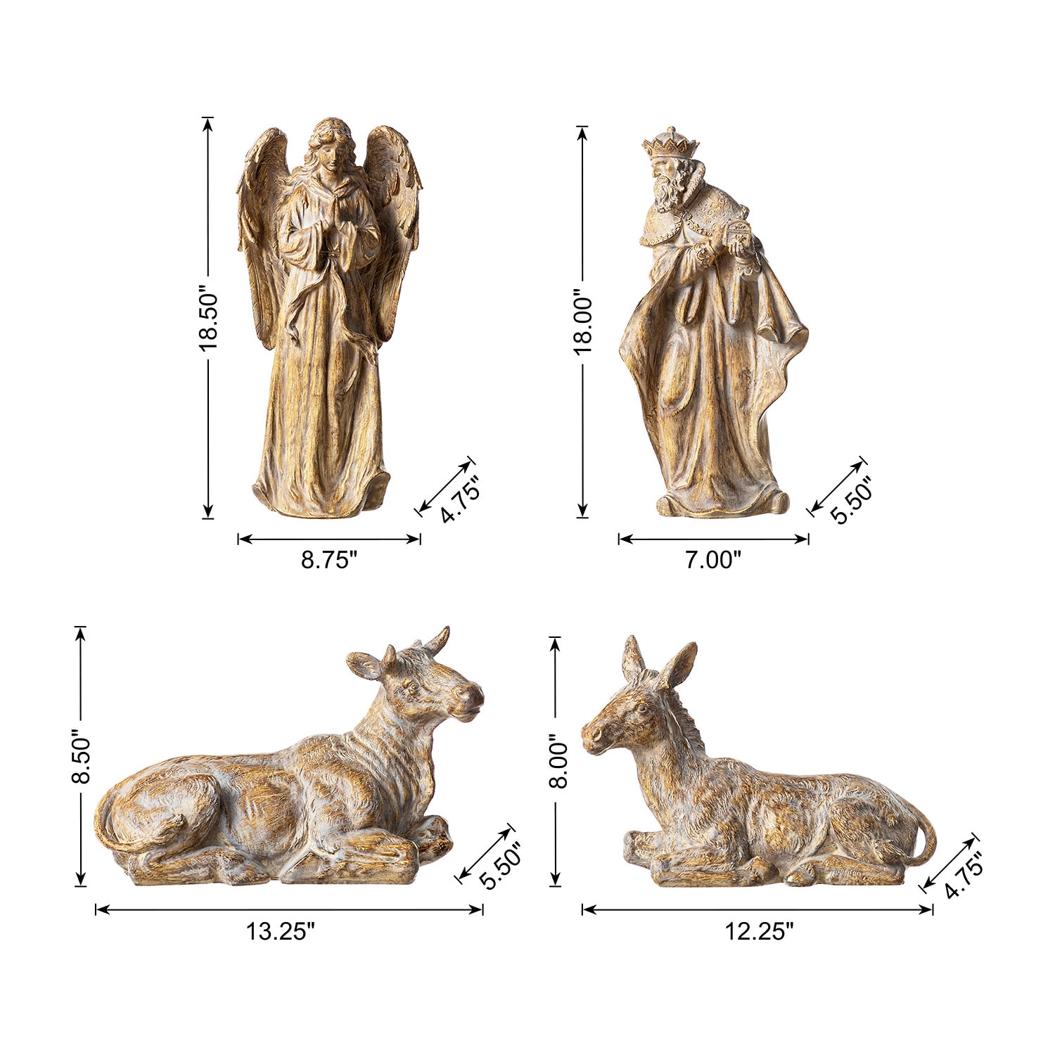 Glitzhome Bronze Resin Figurine Nativity Set