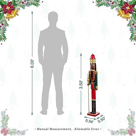 Glitzhome 42"H Wooden Christmas African King Wood Christmas Nutcracker