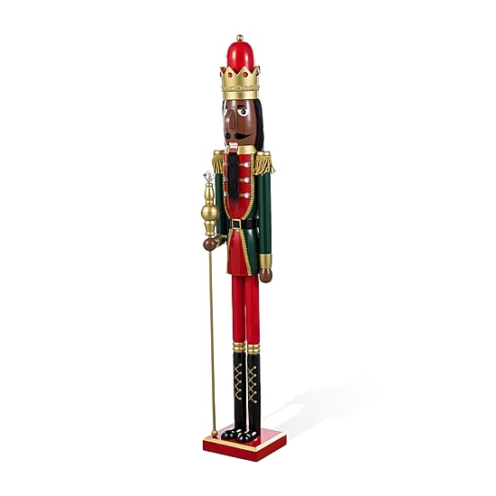 Glitzhome 42"H Wooden Christmas African King Wood Christmas Nutcracker