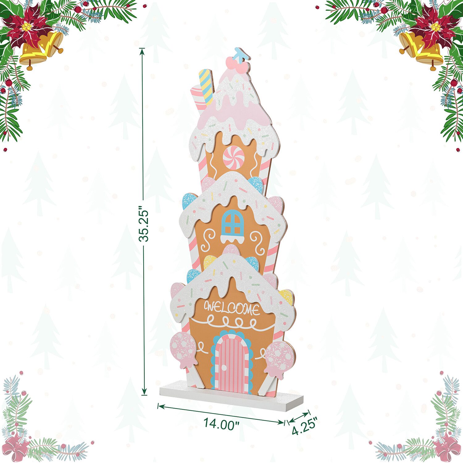 Glitzhome 36"H Wooden Christmas Gingerbread House Christmas Porch Sign