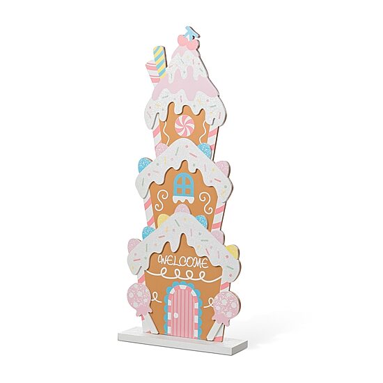 Glitzhome 36"H Wooden Christmas Gingerbread House Christmas Porch Sign