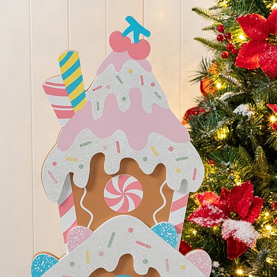 Glitzhome 36"H Wooden Christmas Gingerbread House Christmas Porch Sign
