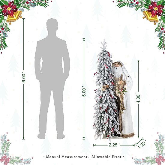 Glitzhome 4ft Oversized Christmas Woodland Santa Christmas Figurine