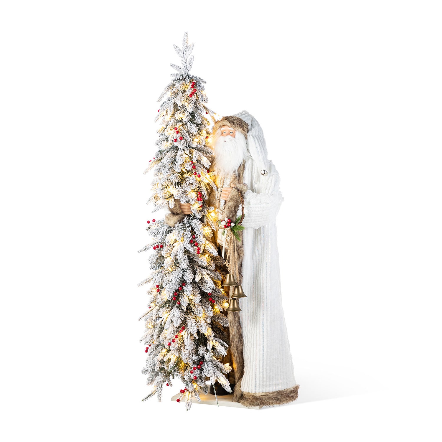 Glitzhome 4ft Oversized Christmas Woodland Santa Christmas Figurine