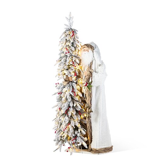 Glitzhome 4ft Oversized Christmas Woodland Santa Christmas Figurine
