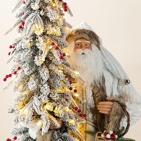 Glitzhome 4ft Oversized Christmas Woodland Santa Christmas Figurine