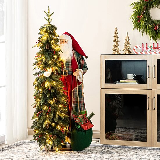 Glitzhome 4ft Oversized Christmas Woodland Santa Christmas Figurine