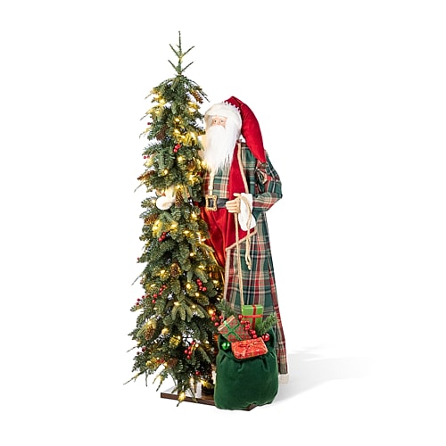 Glitzhome 4ft Oversized Christmas Woodland Santa Christmas Figurine In Multiple Colors