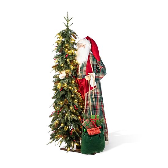 Glitzhome 4ft Oversized Christmas Woodland Santa Christmas Figurine