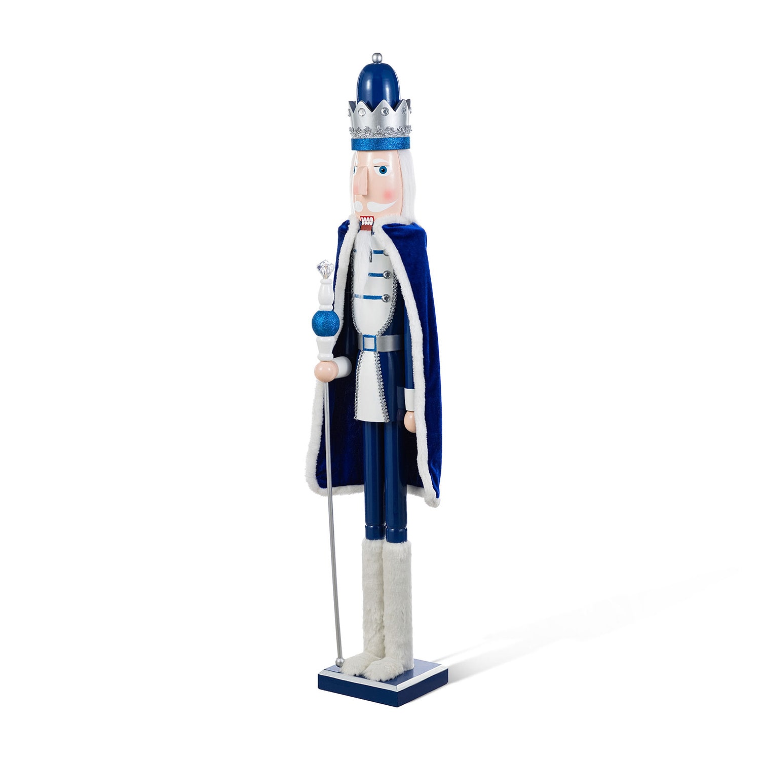 Glitzhome 42"H Wooden Christmas Blue Dressed King Wood Christmas Nutcracker