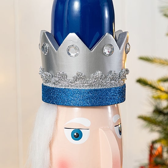 Glitzhome 42"H Wooden Christmas Blue Dressed King Wood Christmas Nutcracker