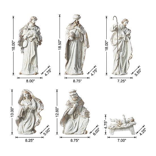 Glitzhome Ivory/Gold Resin Nativity Figurine Nativity Set