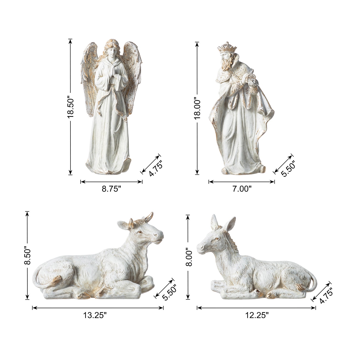 Glitzhome Ivory/Gold Resin Nativity Figurine Nativity Set