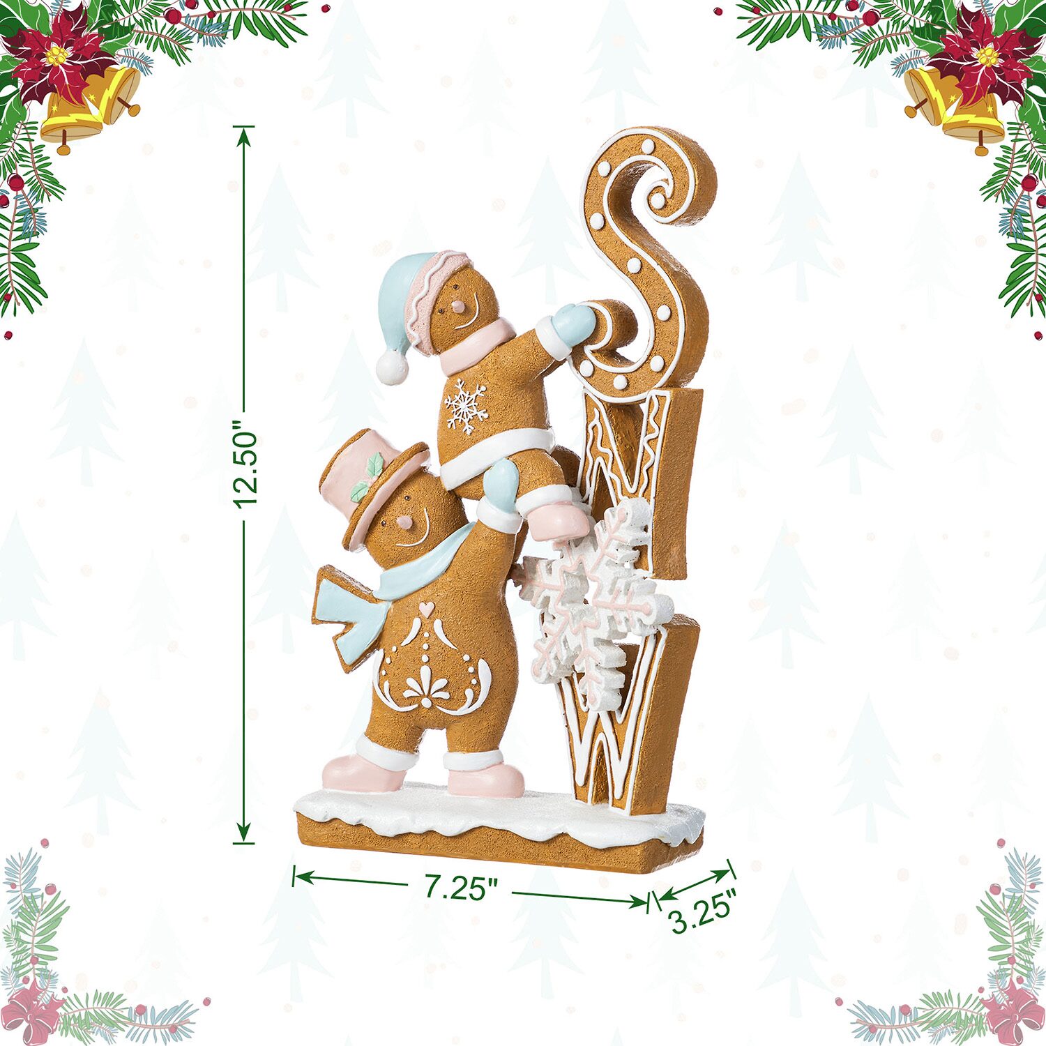 Glitzhome 13"H Resin Christmas Gingerbread Christmas Tabletop Decor