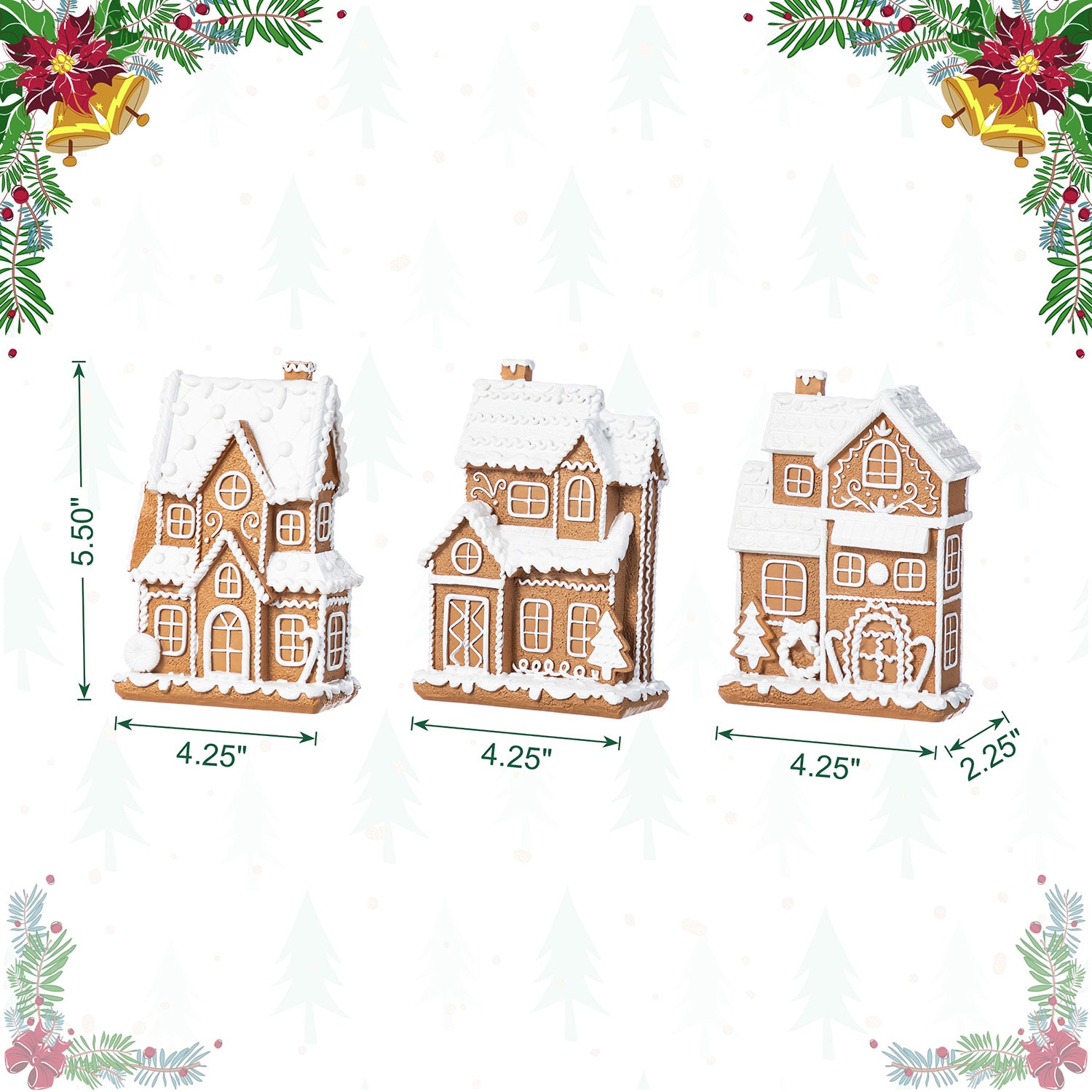 Glitzhome 6"H Christmas Resin Gingerbread House Christmas Tabletop Decor
