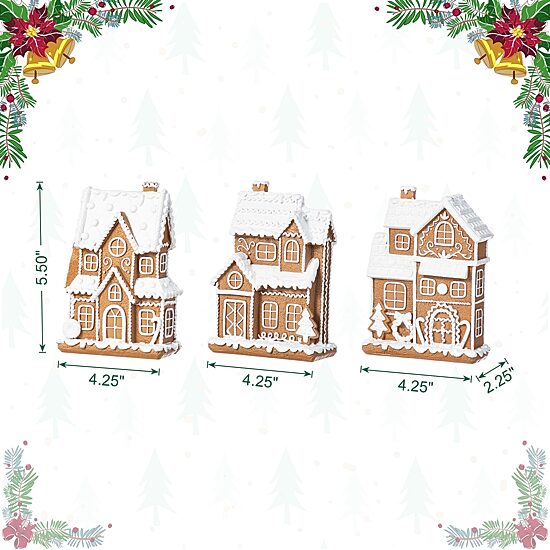 Glitzhome 6"H Christmas Resin Gingerbread House Christmas Tabletop Decor