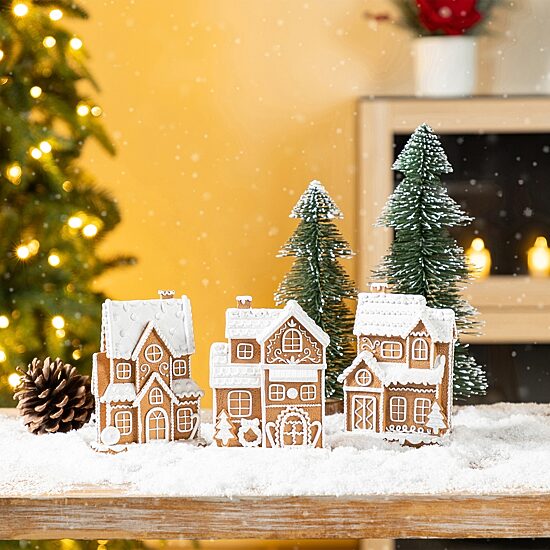 Glitzhome 6"H Christmas Resin Gingerbread House Christmas Tabletop Decor