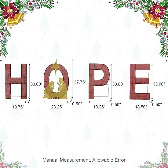Glitzhome Lighted Christmas Fabric Nativity Hope Outdoor Christmas Tabletop Decor