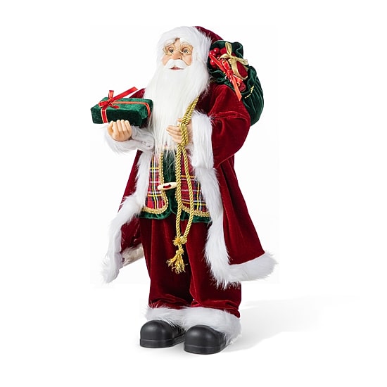 Glitzhome 24"H Faux Fur Christmas Traditional Santa Christmas Figurine