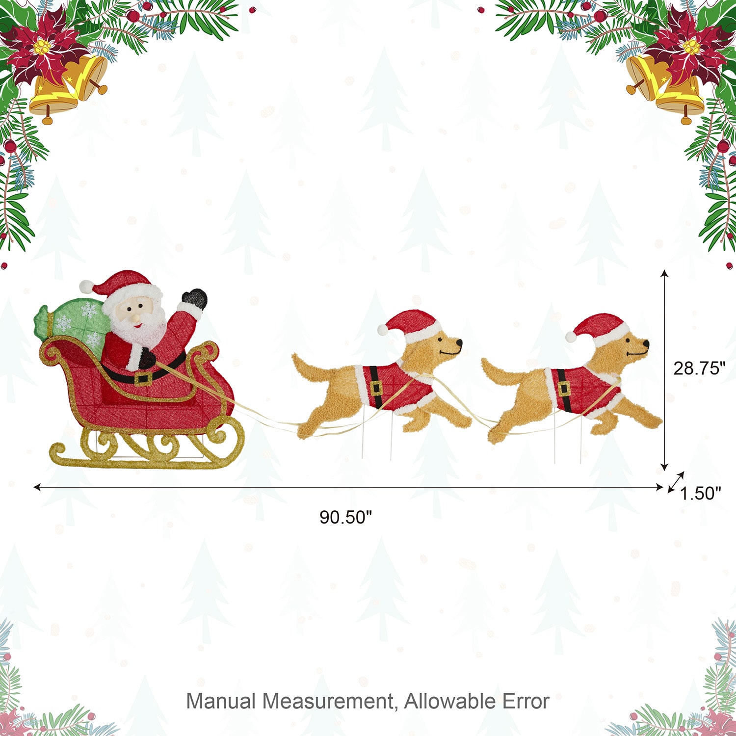 Glitzhome 91"L Christmas 2d Fabric Dog Christmas Tabletop Decor