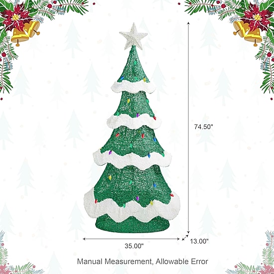 Glitzhome 75"H Lighted 3d Mesh Christmas Tree Christmas Tabletop Decor