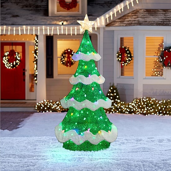 Glitzhome 75"H Lighted 3d Mesh Christmas Tree Christmas Tabletop Decor