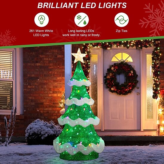 Glitzhome 75"H Lighted 3d Mesh Christmas Tree Christmas Tabletop Decor