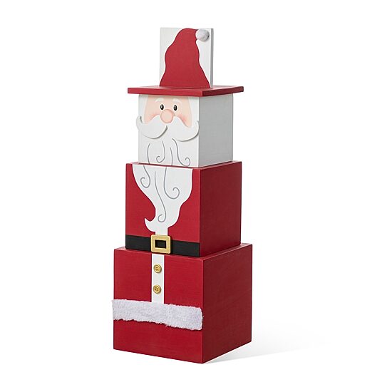 Glitzhome 25"H Christmas Santa And Nutcracker  Wood Reversible Boxed Christmas Porch Sign