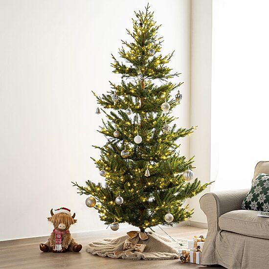 Glitzhome 48"D Reversible Faux Fox Fur/Korean Fleece Christmas Tree Skirt