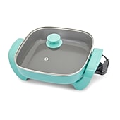 GreenLife 12" 5QT Square Electric Skillet, Glass Vented Lid, Ceramic PFAS-Free Nonstick Coated Interior, Adjustable Temperature Control, Cool Touch Handles, Quick Even Heating, Scratch Resistant