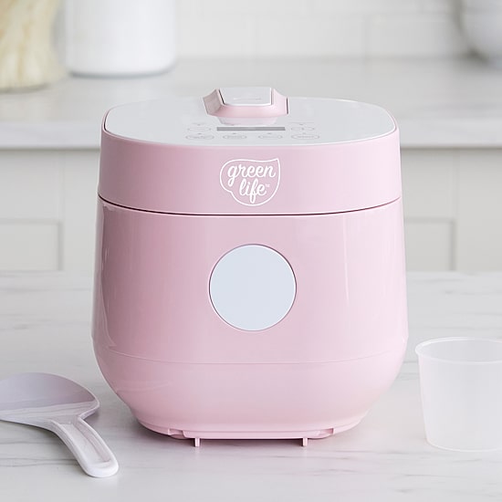 GreenLife Healthy Ceramic Nonstick 4-Cup Rice Cooker, PFAS-Free, Dishwasher Safe Parts