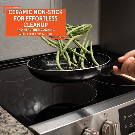 IMUSA Bistro-Cera Ceramic Speckled 10" Fry Pan with Cool Touch Handle