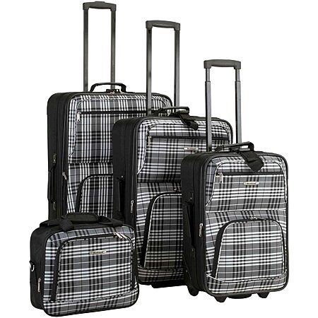 Rockland Fashion 4-pc. Luggage Set, Color: Black Cross