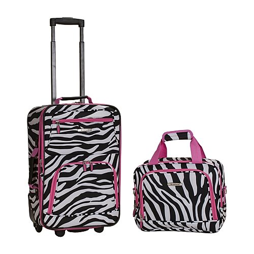 Rockland 2-Pc. Pattern Softside Luggage Set - Zebra with Pink Trim