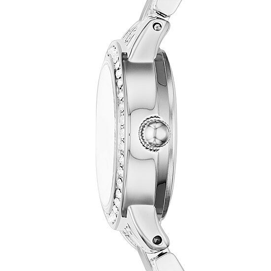Relic By Fossil Tenley Womens Crystal Accent Silver Tone Bracelet Watch Zr34571
