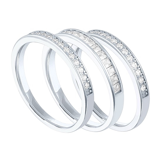 DiamonArt® Womens White Cubic Zirconia Sterling Silver Stackable Ring
