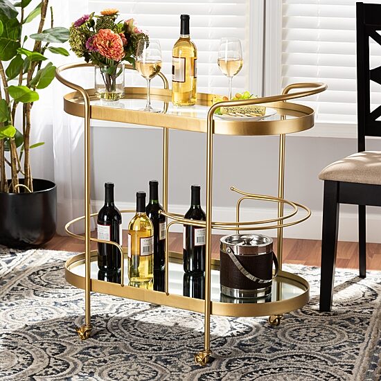 Kamal Dining Room Collection Metal-Top Serving Cart