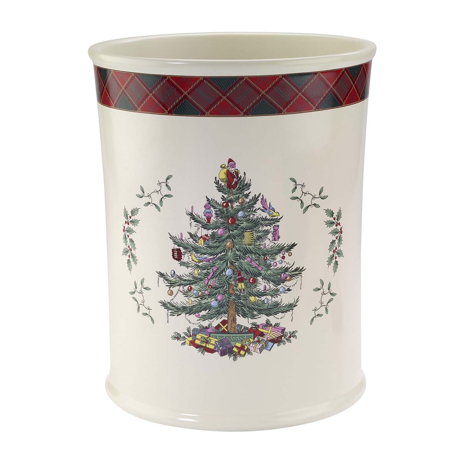 Spode Christmas Tree Tartan Trash Can