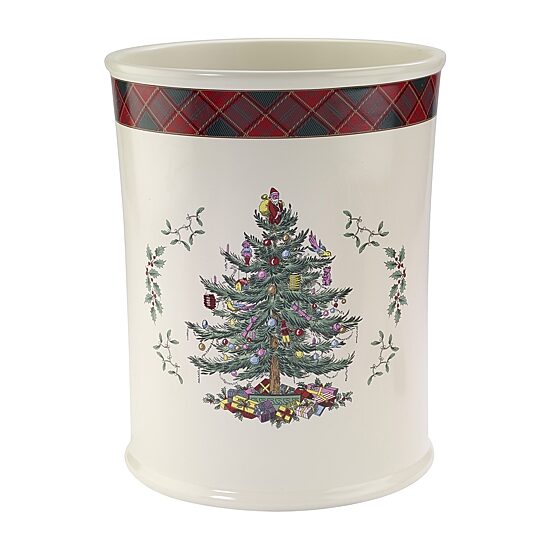 Spode Christmas Tree Tartan Trash Can