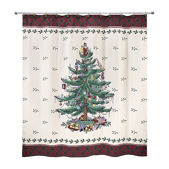 Spode Christmas Tree Tartan Shower Curtain