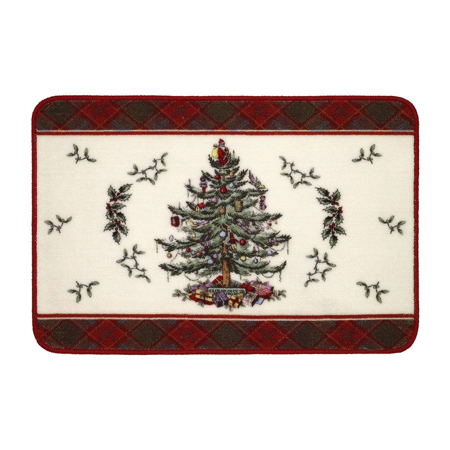 Spode Christmas Tree Tartan Bath Rug
