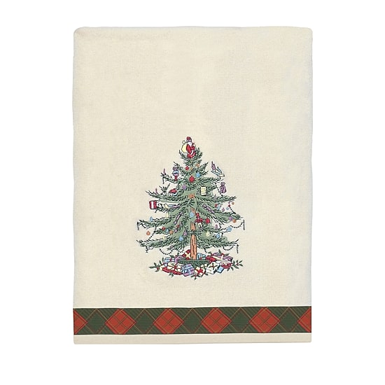 Spode Christmas Tree Tartan Holiday Bath Towel